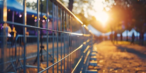 Canvas Print - Securing an Outdoor Concert Venue with a Durable Fence to Protect Against Vehicle Threats. Concept Security Measures, Outdoor Concert Venue, Durable Fence, Vehicle Threats, Safety Precautions
