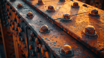 Wall Mural - Rusty metal with bolts and rivets