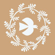 © Nadine Greeff - Flower hearts with quaint bird design on beige. Hand drawn illustration