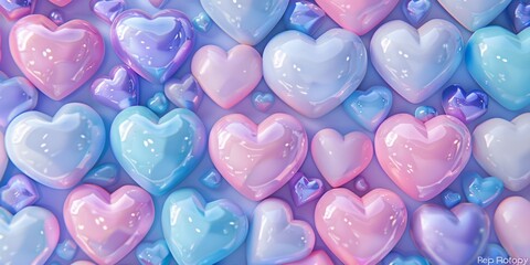 Wall Mural - Multicolored Heart background. Valentine Wallpaper with Pale Violet love hearts