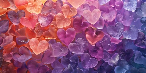 Wall Mural - Multicolored Heart background. Valentine Wallpaper with Pale Violet love hearts