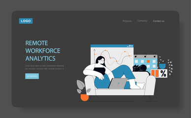 Poster - remote workforce analytics concept vector illustration