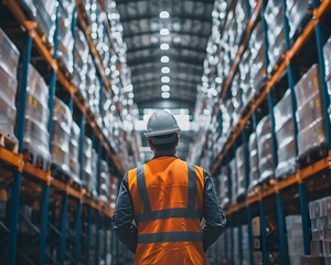 Poster - Logistics Manager Overseeing Shipping Warehouse for Global Commerce and Business