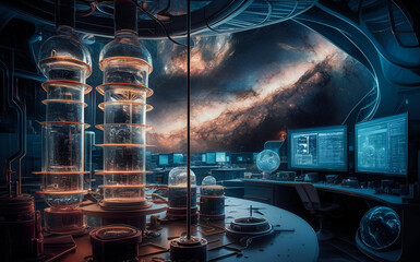 Digital technology and science background.