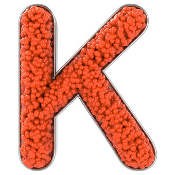 Letter K. Font made from balls. 3D Rendering
