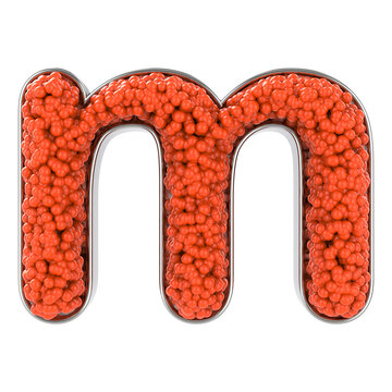 Letter m. Font made from balls. 3D Render