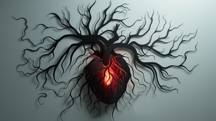 Wall Mural - Heart with Roots Papercut Art