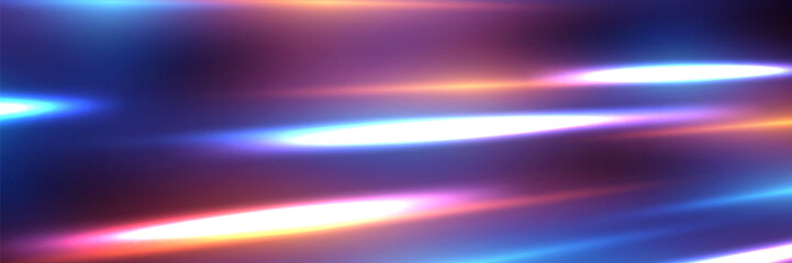 Wall Mural - Dynamic abstract background. Movement of neon lines, speed of light.