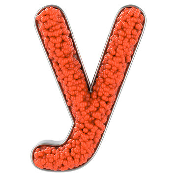 Letter y. Font made from balls. 3D Render