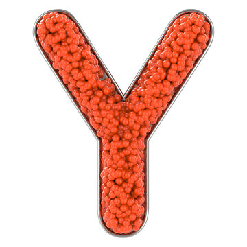 Letter Y. Font made from balls. 3D Rendering