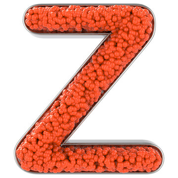 Letter Z. Font made from balls. 3D Rendering