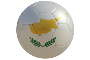 Wall Mural - Football ball with cypriot flag isolated on white transparent. Soccer in Cyprus