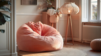 Wall Mural - A beanbag in a cozy living room setting.