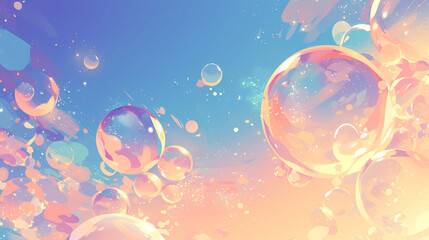 Poster - Abstract pastel color blend with a bright light effect and bubbles, perfect for creative and expressive backgrounds