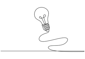 Wall Mural - light bulb continuous line drawing. business, idea and creativity concept vector illustration.
