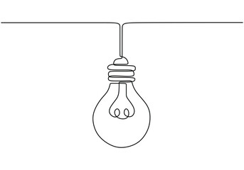 Wall Mural - light bulb continuous line drawing. business, idea and creativity concept vector illustration.