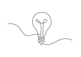 Wall Mural - light bulb continuous line drawing. business, idea and creativity concept vector illustration.