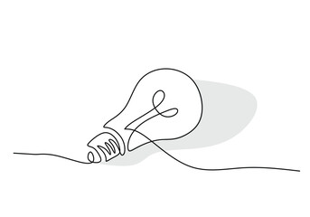 Wall Mural - light bulb continuous line drawing. business, idea and creativity concept vector illustration.