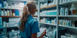 © Creative mind - A hospital nurse managing medicine inventory. Nurse in healthcare facility tracking medication stock with clipboard documenting medicine storage in hospital.