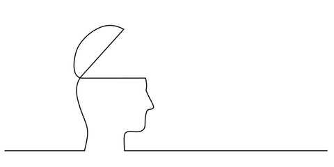 Wall Mural - opened head symbol of ideas. thinking concept. vector illustration minimalist design hand drawn