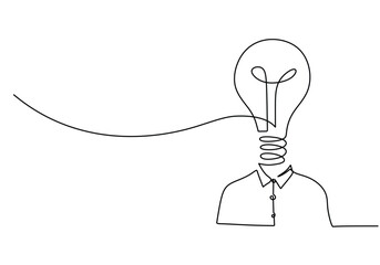 Wall Mural - body and light bulb symbol. thinking, ideas, inspiration and problem solving concept illustration.