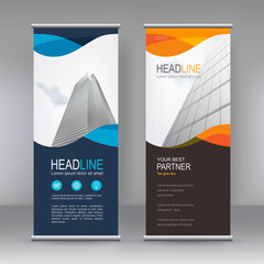 Fototapete - Vertical banner stand template design, modern x-banner design template