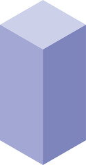 Poster - Simple, clean graphic of a light purple rectangular cube standing up on a white background