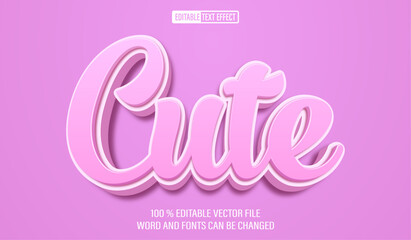 Poster - Editable 3d text style effect - Cute Pink  caligraphy text effect Template