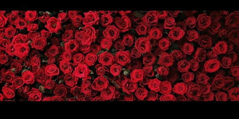 Wall Mural - only red roses, covering all the space