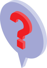 Poster - Red question mark is displayed on a blue speech bubble, a 3d illustration on a white background