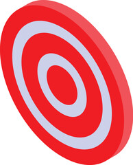 Poster - Red target for shooting with a bow and arrow is shown in an isometric view