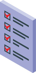 Aufkleber - isometric checklist showing completed tasks with red check marks in check boxes