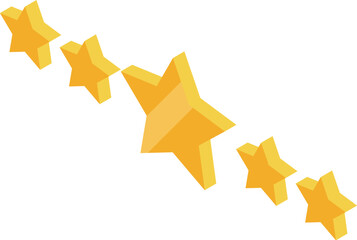 Poster - Row of five golden stars ascending from small to big representing the concept of ranking