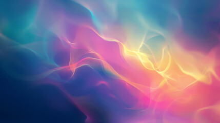 Poster - Vibrant abstract gradient with flowing colors of pink, purple, yellow, and blue creating a dynamic and ethereal effect. Colorful Abstract Gradient Background Design


