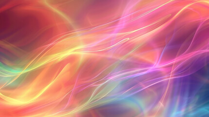 Poster - Colorful abstract image with vibrant light wave patterns in shades of pink, yellow, and purple, creating a dynamic visual effect. Vibrant Abstract Light Wave Patterns

