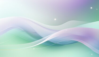 Wall Mural - Abstract geometric background with flowing lines and waves. Modern pastel green and purple shiny wavy lines background