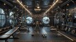 © Jelena - steampunkthemed gym with industrial decor and airshipinspired equipment 3d illustration