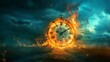 © Jelena - surreal concept of burning clock symbolizing urgency time pressure and deadlines digital art