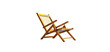© GraphzTain - Wooden folding chair with beige fabric seat and back, perfect for outdoor or indoor use. Ideal for relaxing in comfort at home or on the patio. transparent background.