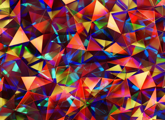 Fototapete - Abstract Colorful Crystal Glass Texture Reflection Close Up Background 3D rendering	
