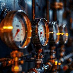 Poster - Detailed Industrial Gauges and Controls Monitoring Precision Technology in Manufacturing