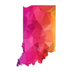 Wall Mural - Abstract Polygon Map - Vector illustration Low Poly Color Rainbow Indiana map of  isolated. Vector Illustration eps10.