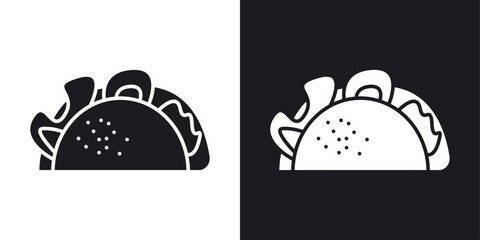 Sticker - Taco Cuisine Icon Set. Vector of a Flavorful Mexican Taco.