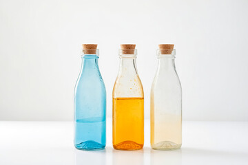 Sticker - Three Glass Bottles with Cork Stoppers and Different Colored Liquids