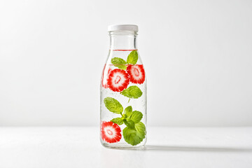 Sticker - Glass bottle of infused water with mint and strawberry