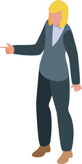 Poster - Businesswoman pointing with finger showing direction isometric illustration