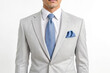 © Rysak - Grey Suit with Blue Tie and Pocket Square