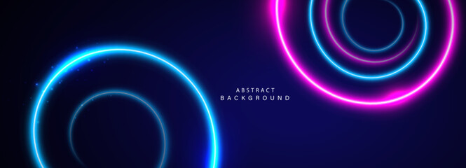 Wall Mural - Abstract futuristic background with circular glowing lines. Vector illustration.