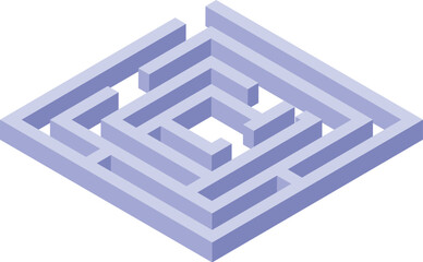 Poster - Complex three dimensional light blue labyrinth is standing on a white background
