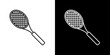 © Sun - Tennis racquet icon set. Racket vector symbol for badminton. Sports racquet sign.
